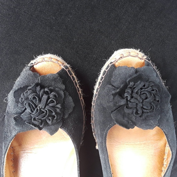 Browns Black Suede Espadrille Sling-back Wedge Sandal - Picture 3 of 7
